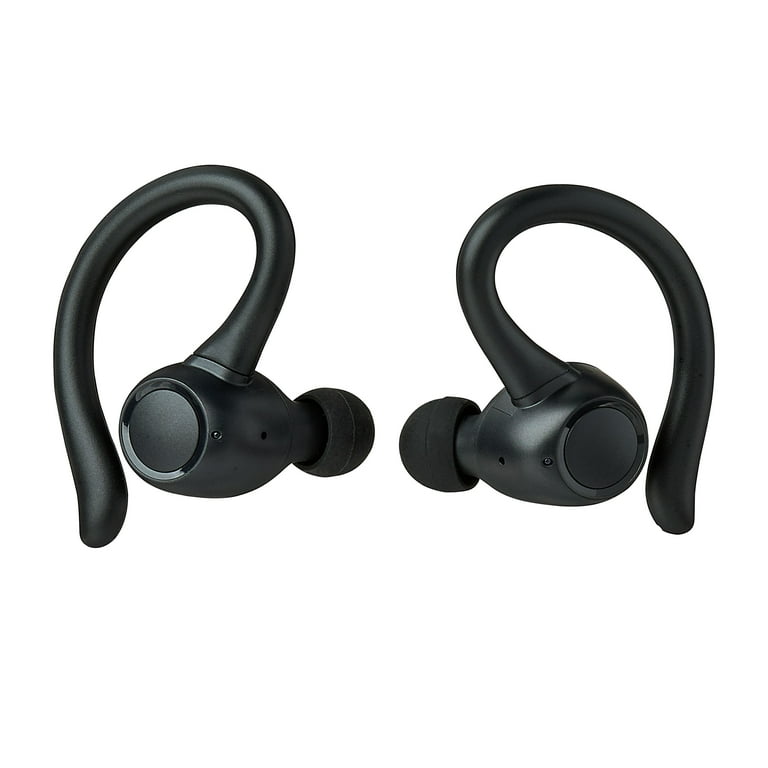 onn Wireless Earphones with Wireless Charging Case, Black