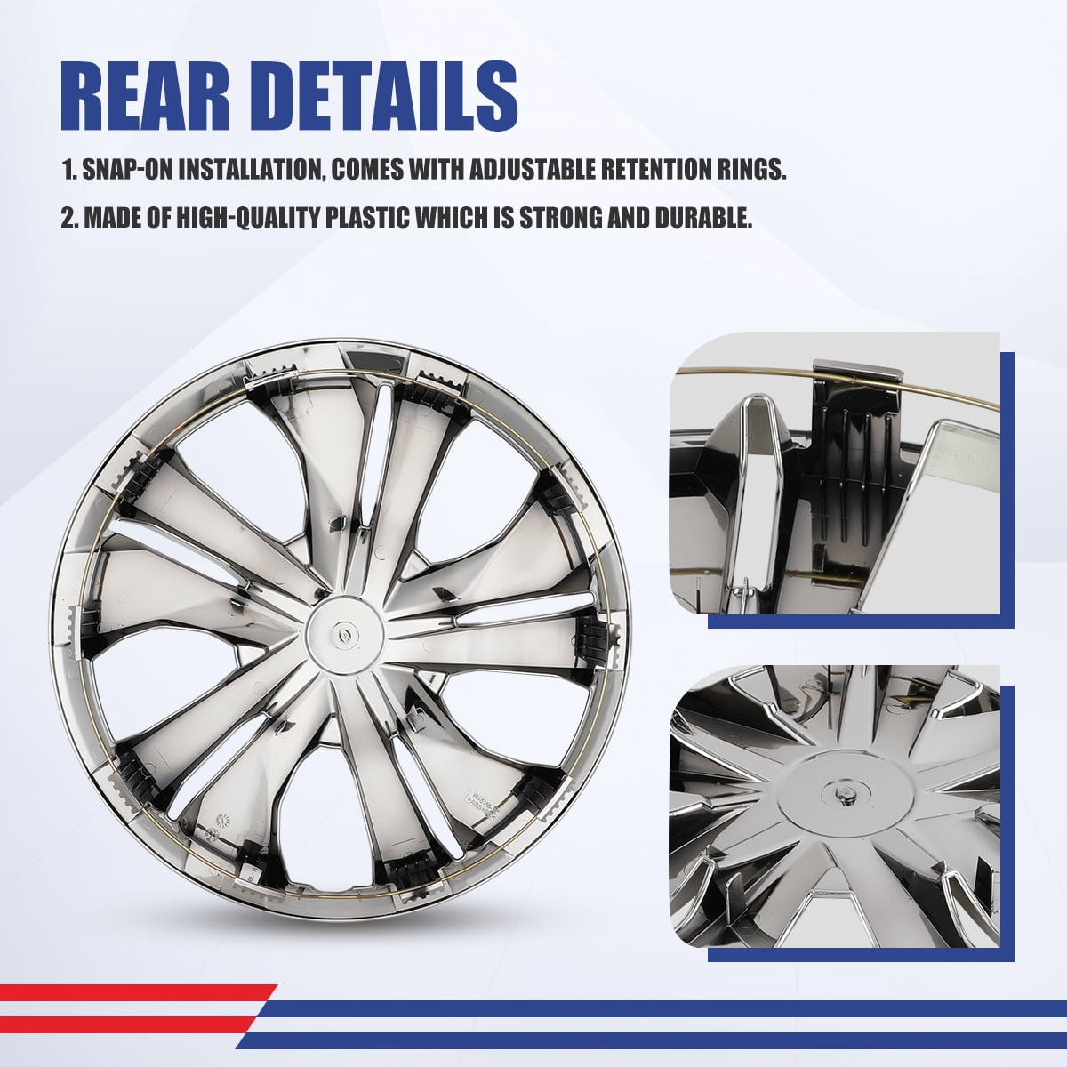 (Set of 4) 15 inch Steel Wheel Hubcaps for Nissan Versa 2007-2025,Versa Sedan 2007-2019,Versa Hatchback 2007-2012,Versa Note 2014-2019,Snap-on Installation,Chrome
