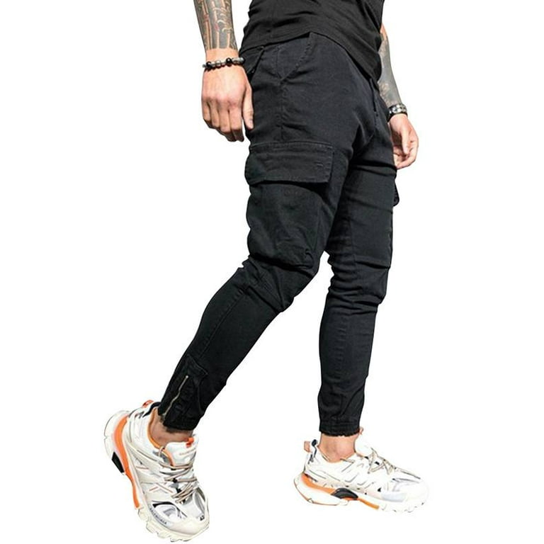 Mens fitted hotsell cargo trousers