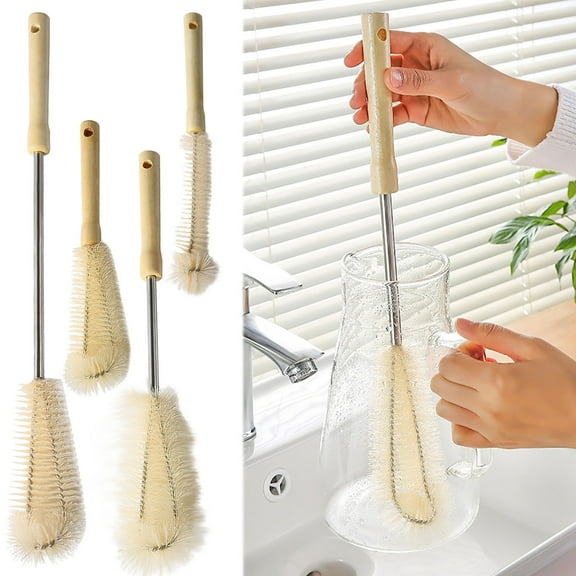 Cup Brush | Small Cleaning Brush with Long Handle - Soft Nylon Bristles for Bottle, Glass, Ceramic, Plastic, Flask | Flexible L-Shaped 90° Design | 1 Pc | Easy Storage