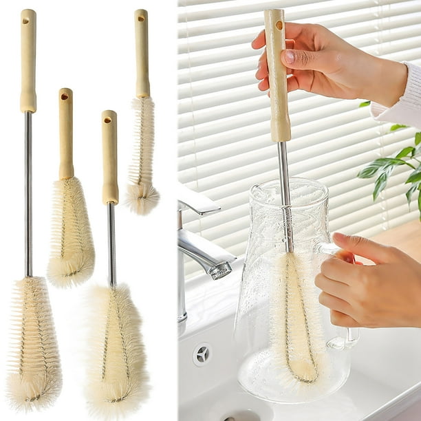 Cepillo de Taza, Mango Largo, Cerdas Suaves de Uñas, Limpiador Multifuncional En Forma de L, Fácil de Guardar, Eficaz para Limpiar Vidrio, Cerámica, Plástico y Botellas. Juego de 1 Pieza.