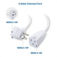 thumbnail image 2 of Cable Matters [ETL Listed] 2-Pack 2-Outlet Short Extension Cord 1 ft 13A/1625W Pigtail Extension Cord with Outlet Plug (Outlet Saver/Short Power Splitter Cord/Power Cord Splitter) in White, 2 of 6