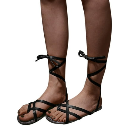 

LEEy-World Walking Shoes Women Sandals for Women Flat Sandals Summer Ankle Strap Thong Sandals Beaded Sandals Beach Flip Flops