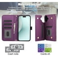 thumbnail image 4 of For Iphone 16 Crossbody Multifunction Rhombic Leather Phone Case(Dark Purple), iPhone 12 Pro Max, 4 of 8