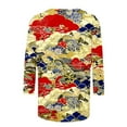 thumbnail image 5 of CYMMPU Spring Tops Crew Neck 3/4 Sleeve Blouses for Women Dressy Casual Tunic Tops Loose Fit Summer Fashion Shirts Floral Printed Lightweight Basic T-Shirts Multicolor S, 5 of 5