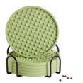 thumbnail image 1 of Set of 6 with Holder, Silicone Coasters Tabletop Protection for Any Table Type, Wood, Stone Tables, Dishwasher Safe, Coasters for Drinks Fits Any Size of Drinking Glasses (Green)10*0.5cm, 1 of 5