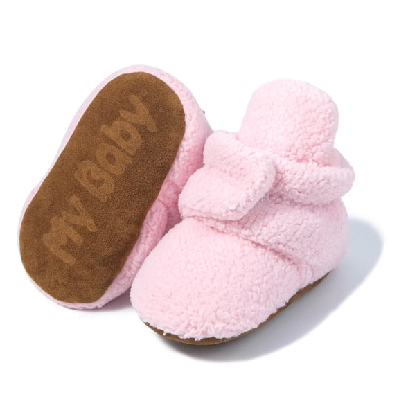 Baby Booties, Newborn Baby Booties Non-Slip Warm Cozy Baby Slippers Toddler Boys Girls Infant Winter Cozy Socks Shoes Easy On and Off Snap Boots Crib Warm Shoe First Walker Birthday Shower