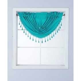 Rs8 1 Piece Teal Waterfall Blackout Rod Pocket Window Valance With