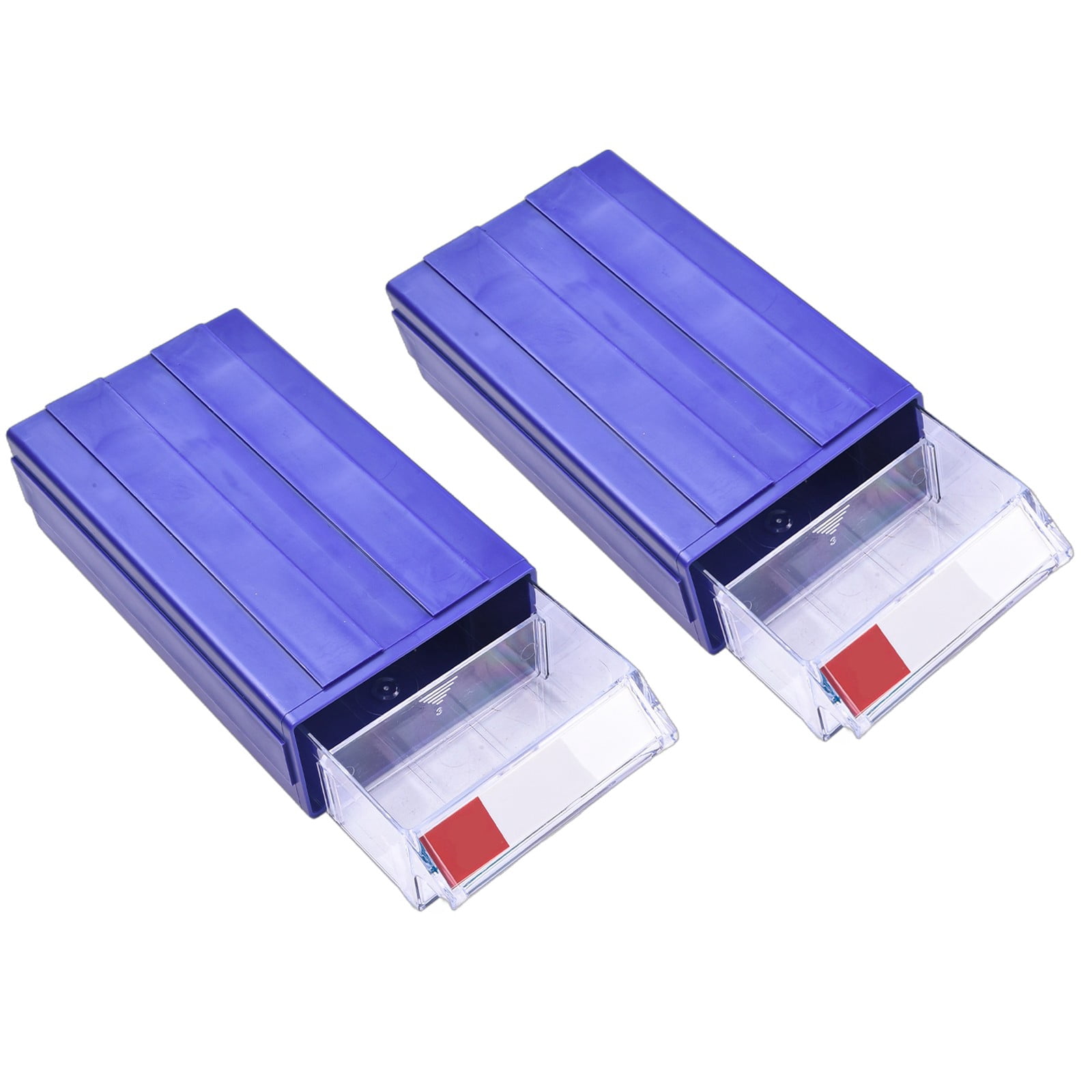 Hardware Tool Storage Box Stackable Plastic Screw Nail Beads Storage Container Component Drawer Toolbox Organizer 2Pcs Blue Smile Home