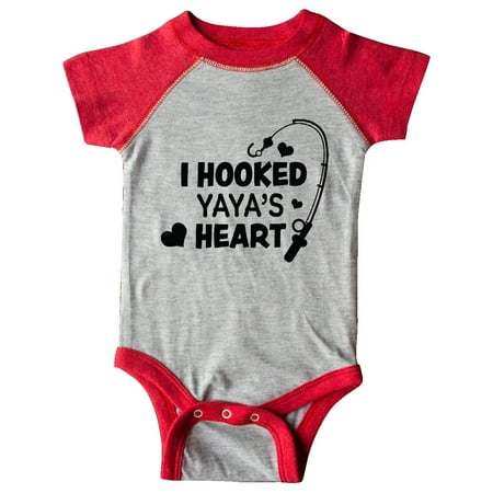 

Inktastic I Hooked Yayas Heart with Fishing Rod Gift Baby Boy or Baby Girl Bodysuit