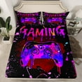 thumbnail image 2 of jejeloiu Teens Gamepad Twin Sheet Sets,Modern Gamer Twin Fitted Sheet,Splashing Ink Console Flat Sheet For Boys Kids,Ultra Soft Home Decor,3-Piece, 2 of 7