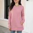 thumbnail image 7 of IROINNID Polyester Long Sleeve T Shirt for Women Comfy Autumn And Winter New Round Neck Pocket Sweater Tops,Pink, 7 of 7