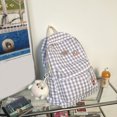 thumbnail image 3 of Mochilas de moda para estudiantes universitarios a cuadrosescolar con colgante de muy buen gusto (púrpura) Likrtyny Para Estrenar, 3 of 4