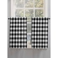 thumbnail image 3 of Tier Curtains 45 Inches Long, Black White Plaid Window Treatment Curtain Drapes, Gradient Geometric Buffalo Checkered Small Curtain Drapes for Bathroom Laundry Room, 27.5"x45", 2 Panels, 3 of 7