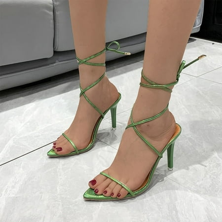 

YTJX Fashion Spring And Summer Women Sandals Snake Print Pointed Toe High Heeled Strap Sandals