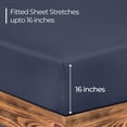 thumbnail image 2 of ROYALE LINENS 300 Thread Count 100% Long Staple Combed Cotton Fitted Sheet Twin XL - Super Soft Deep Pocket Bottom Sheet - Fitted Sheets Only - Elastic Sheets (Twin XL, Navy), 2 of 9