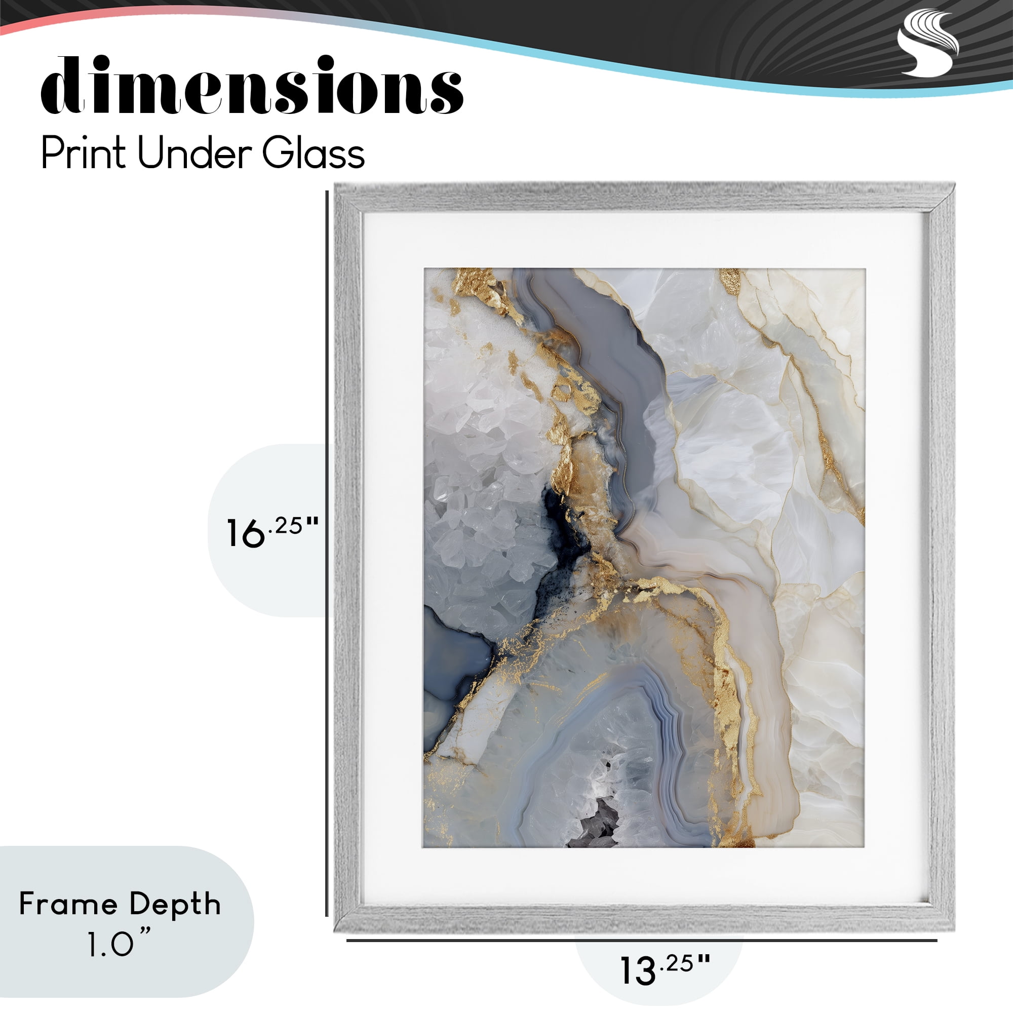Stupell Industries Midnight Ore Crystals Gray Framed Print Under Glass, design by Svetlana Aleynikova