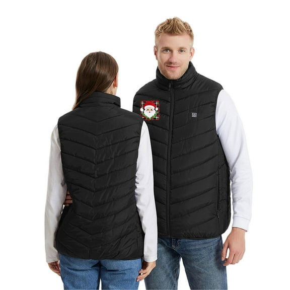 Gamivast Heated Vests for Women and Men Christmas Santa Heating Zones and 3-Levels Sleeveless Jackets Holiday Stand Collar Washable Coats with Pockets Party Rechargeable no Power Bank