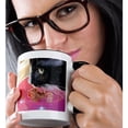 thumbnail image 2 of 3drose, Black White Cat Head Pink Bowl Sparkle, 11oz Two-tone Black Mug, 2 of 6