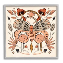 Stupell Industries Moth & Herbs Pattern Animals & Insects Painting Gray Framed Art Print Wall Art, 12 x 12