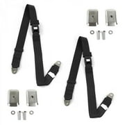 Standard 2 Point Black Lap Bucket Seat Belt Kit with Bracketry for AMC 1958-1988 - 2 Belts