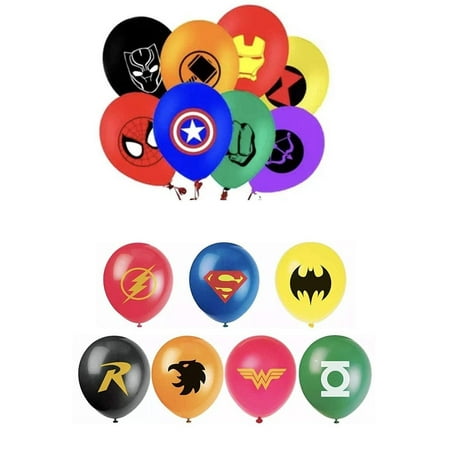 Balloon Easter Eggs (Superhero Balloon Bundle 15 piece Latex Avengers Justice League 12 inch With Jumbo Plastic Easter)