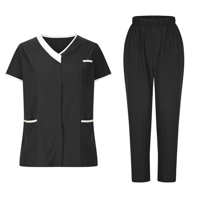 Tidyack ,Bon Rapport Qualité-Prix,Ensemble d'Uniforme pour Infirmières, Tenue de Clinique, Coton Respirant, Pantalon de Protection, Tunique à Manches Longues, pour le Personnel Hospitalier, Vêtement de Protection Médicale, Compatible Salle Blanche