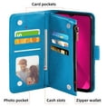 thumbnail image 5 of Compatible with T-Mobile Revvl 7 5G Wallet Phone Case and Tempered Glass Screen Protector Flower Faux Leather Flip Credit Card Holder Stand Zipper Cell Cover for T Mobile Revel7 Women Blue, 5 of 9
