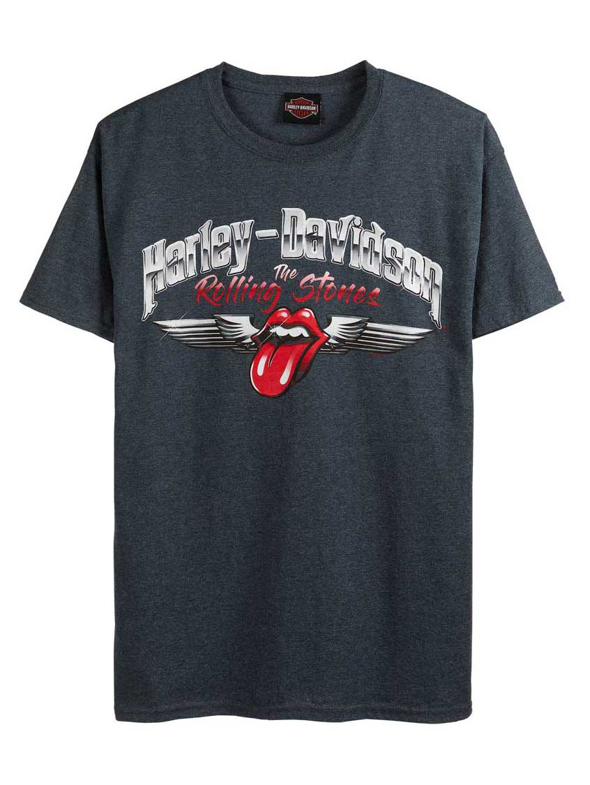 HarleyDavidson Men's Rolling Stones Chrome Wings Short Sleeve Crew Tee