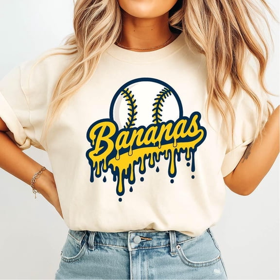 Funny Banana Baseball T-Shirt Sports Team Mascot, Hip Hop Style