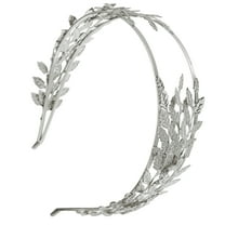 Unique Bargains 1 Pc Elegant Wide Leaf Headband for Women for Girls 5.91"x5.20" Silver Tone
