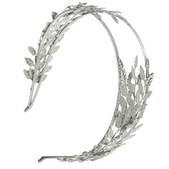Unique Bargains 1 Pc Elegant Wide Leaf Headband for Women for Girls 5.91"x5.20" Silver Tone