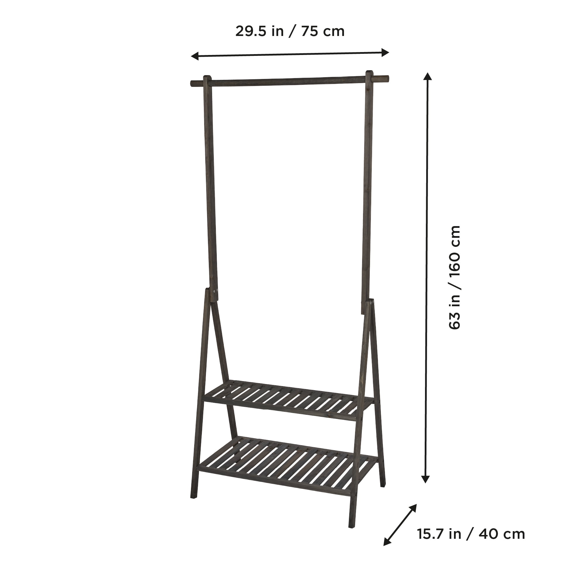 Mainstays Wood Garment Rack, 2-in-1, Dark Wood