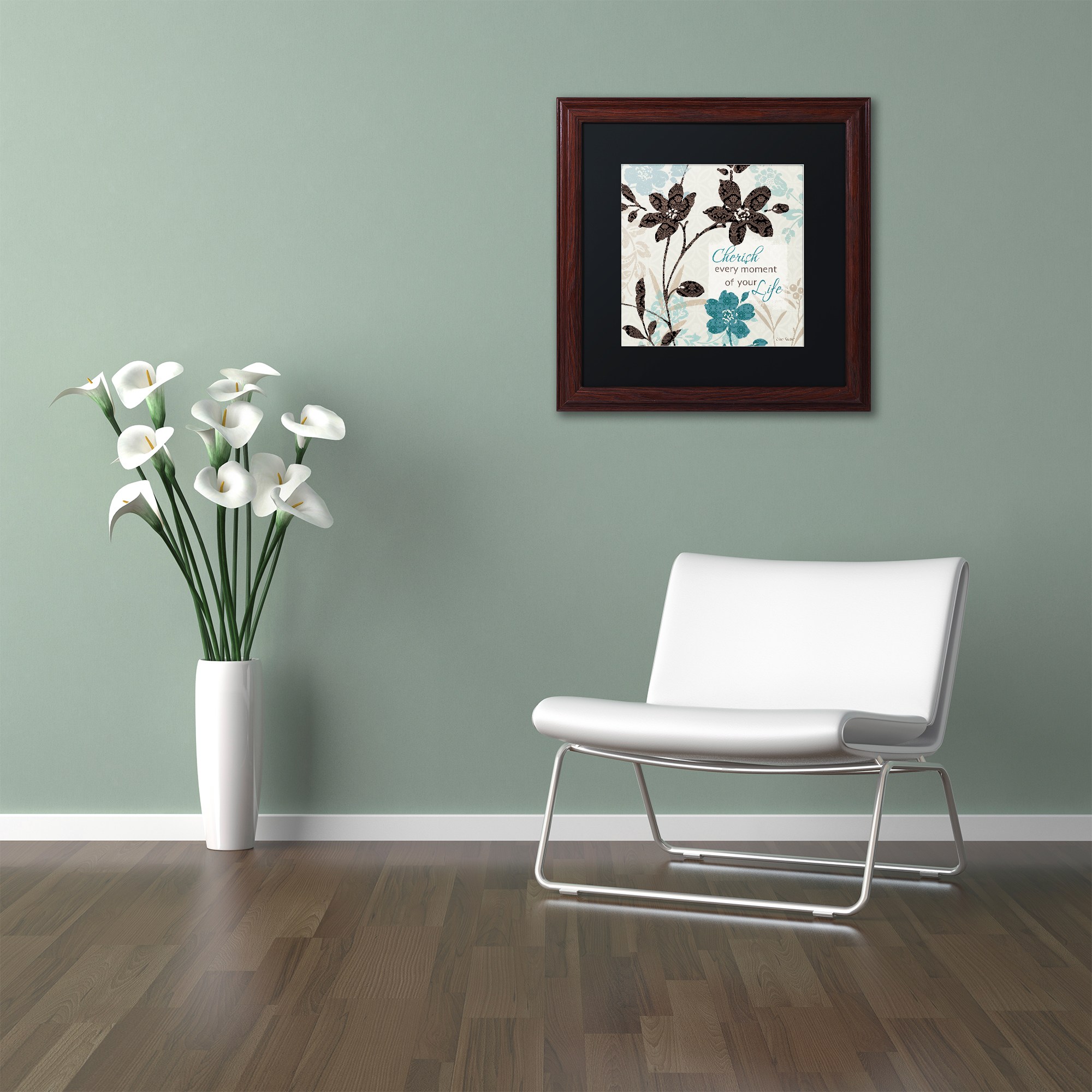 Trademark Fine Art "Botanical touch Quote I" Canvas Art by Lisa Audit, Black Matte, Wood Frame