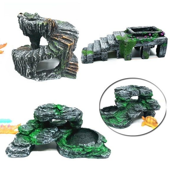 SPRING PARK Floating Turtle Island Reptile Turtle Basking Climbing Platform Terraces Aquarium Cave Hide Resin Made for Reptile Fish