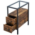 thumbnail image 4 of VECELO Nightstand with 2-Drawer, Tempered Glass Tabletop End Table Storage Shelf, Brown, 4 of 7