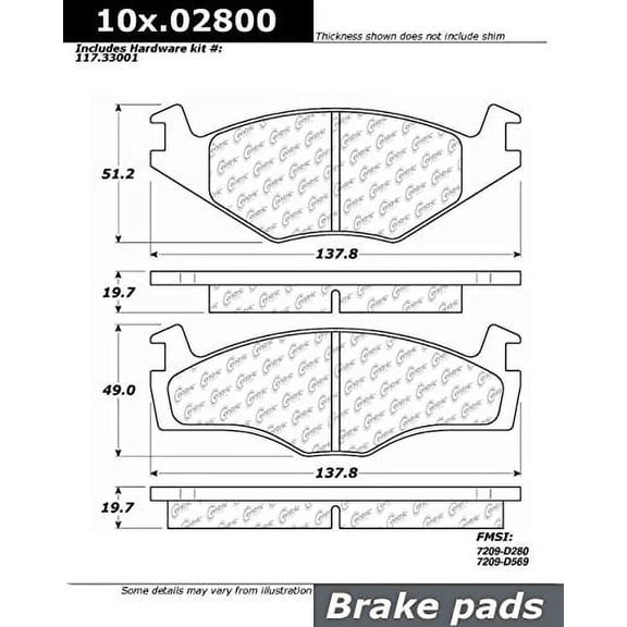 Centric Parts Disc Brake Pad Set P/N:104.02800