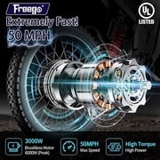 6000W(Peak) Motor 60V/30Ah Battery Freego X2Pro Electric Motorcycle for Adults, Electric Bike ,50MPH/7 Speed Off Road Electric Bicycle,19x2 Full Suspension/Four-Piston Hydraulic Brake UL2849MTB