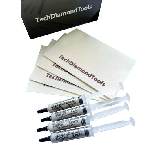 TechDiamondTools Phone Screen Scratch Remover Kit of 5 pieces: Diamond Polishing Compounds and Wool Cloths to Polish and Remove Scratches from Smartphone Screen, Smartwatch Screen, Phone Glass