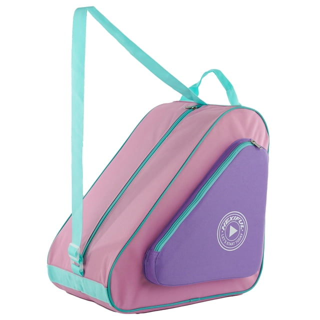 HEXIFUL Bolsa para Patines para Llevar Patines de Hielo, Patines en Línea, Patines de Ruedas y Patines Quad para Niños y Adultos (Violeta-Rosa/Menta 020)