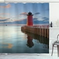 thumbnail image 1 of Ambesonne Wisconsin Shower Curtain, Calm Milwaukee Lighthouse, 69"Wx84"L, Multicolor, 1 of 3