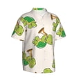 thumbnail image 2 of Cartoon Animal Turtle Playing Instrument Hawaiian Shirts For Men, Summer Short-Sleeve Relaxed-Fit Button-Down Shirts Small, 2 of 9