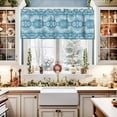 thumbnail image 2 of Aqua Geometric Curtain Valance for Windows/Living Room/Kitchen/Bathroom/Café, Short Rod Pocket Tier Curtain Window Treatment Panel Modern Abstract Polka Dots Topper Curtain 54''x18'', 2 of 6