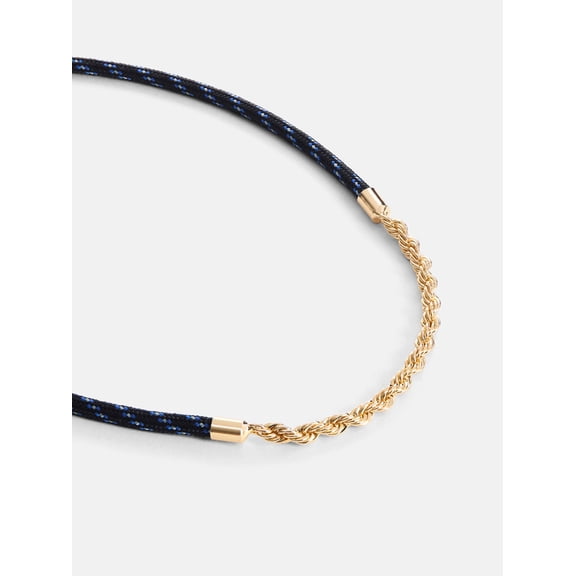 Free Assembly Women's Gold-Tone and Navy Rope Necklace, 16" 3" Extender