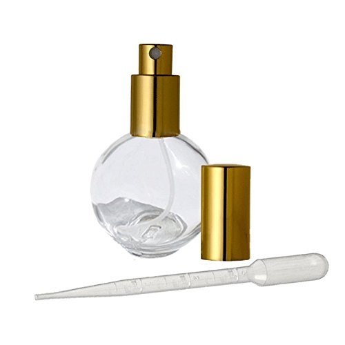 15ml Round Globe Glass Perfume Atomizer Bottle, with Shiny Gold Spray