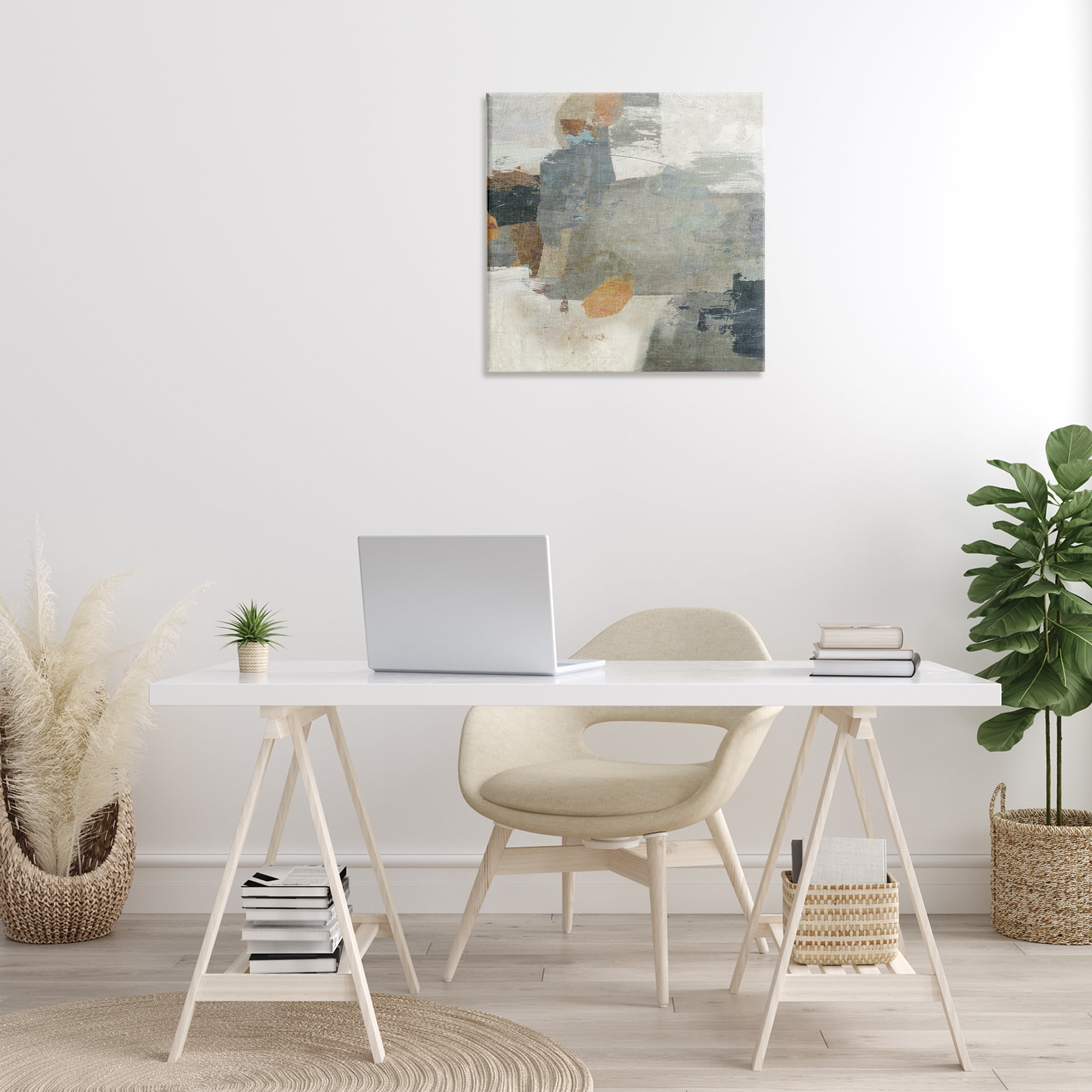 Stupell Industries Rustic Grey Paint Strokes Abstract Painting Gallery Wrapped Canvas Art Print Wall Art, 24 x 24