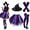Black Purple, variant on Halloween Witch Costumes for Women Teens Gothic Cosplay Witch Hat Tutu Skirt Striped Knee High Socks Arm Warmers Set Black