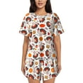 thumbnail image 1 of Fotbe Turkey And Thanksgiving2 Conjunto de Pijama Estampado para Mujer, 2 Piezas, Ropa de Dormir con Camiseta de Manga Corta y Shorts Suaves-XX-Large, 1 of 6