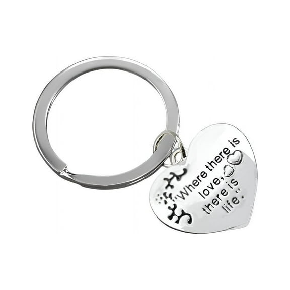 "Where there is love, there is life" Heart Charm Split Ring Keychain