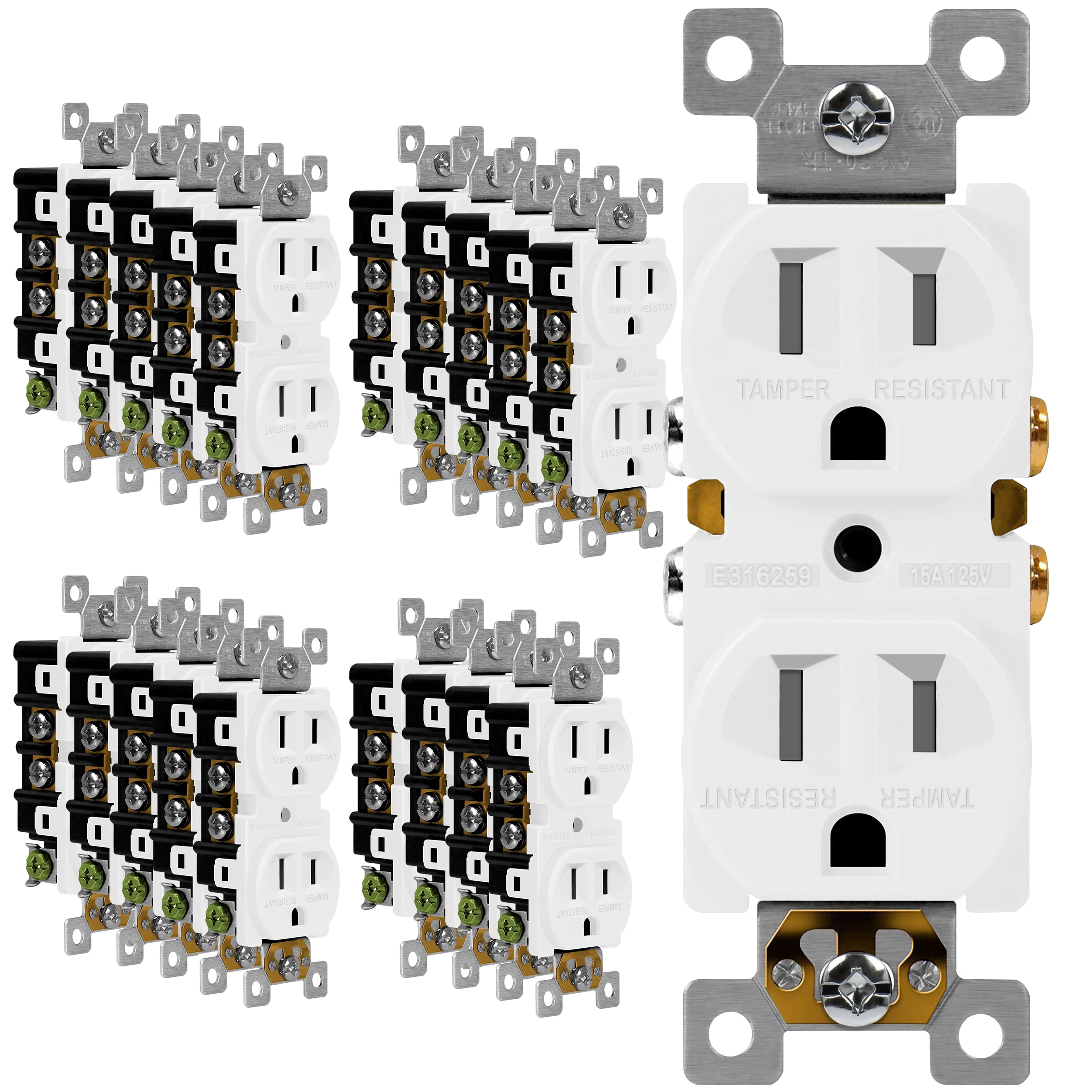 Enerlites White Duplex Receptacle 20-CT Outlets